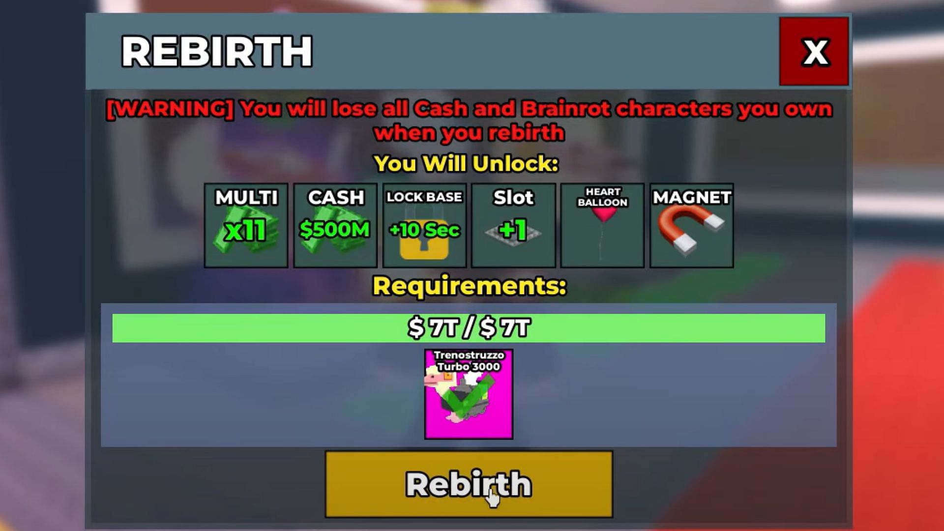Rebirth 12 requirements (Image via Roblox)
